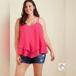 Torrid georgette layered swing cami in barbie pink